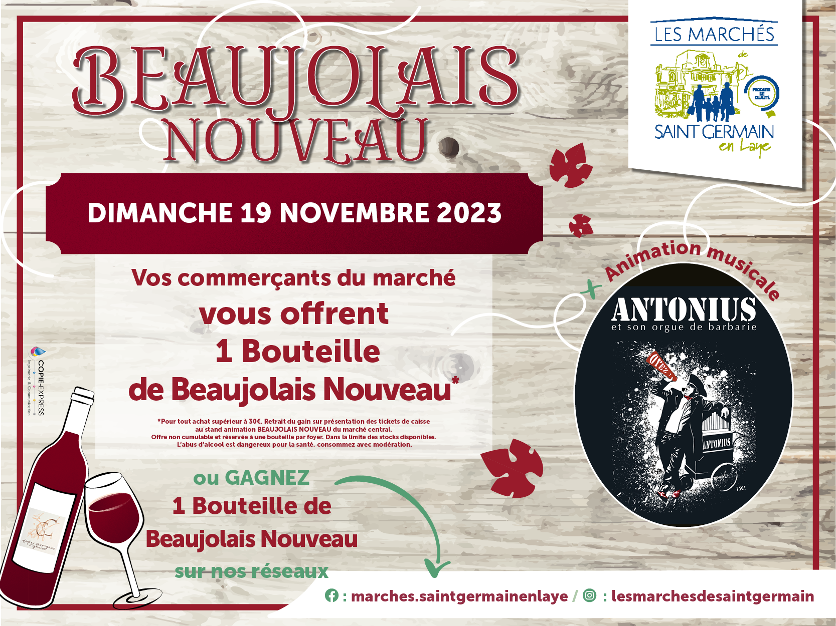 jeu concours marchés st germain en laye pour le beaujolais nouveau 2023