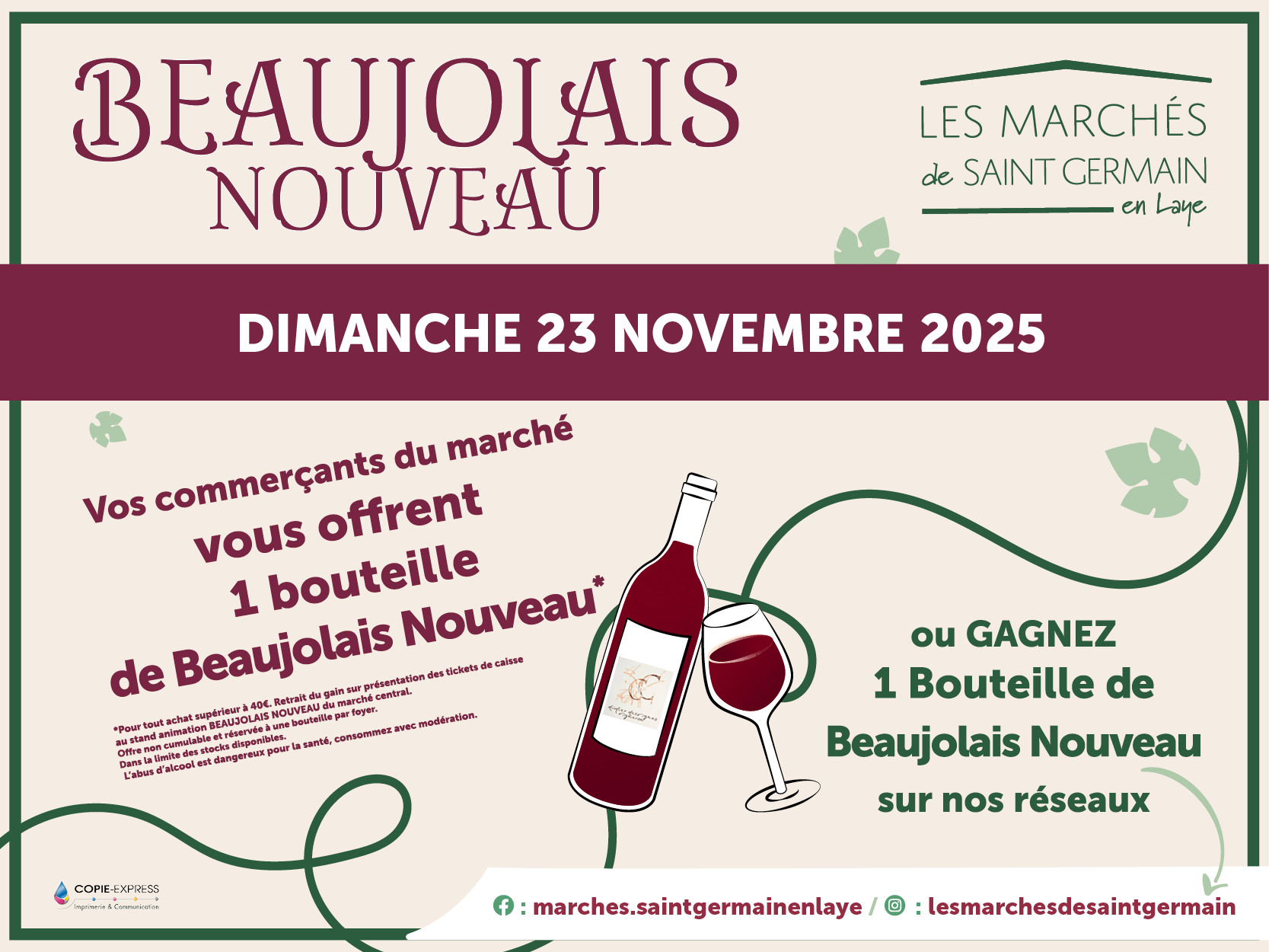 BEAUJOLAIS NOUVEAU au marché de Saint Germain en Laye le dimanche 23 novembre 2025